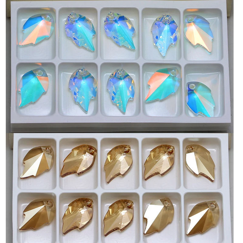 (1 Piece) Original Crystals from Austria 6735 Leaf Pendant Loose Beads Rhinestone for Necklace Earrings Jewelry Making