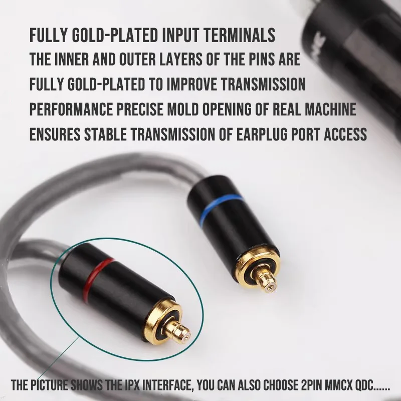 كابل ترقية سماعة الرأس Zephone Gray Dragon HiFi لـ mmcx QDC 0.78IE40 900 ipx، قابس اختياري 3.5/2.5/4.4 مم، كابل الصوت