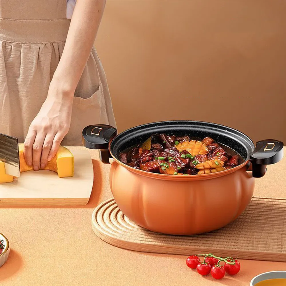 

Pumpkin Micro Pressure Pot Household Multi-functional Soup Pot Non Stick Pressure Cooking Pot Kitchen Cookwar 7L High capacity