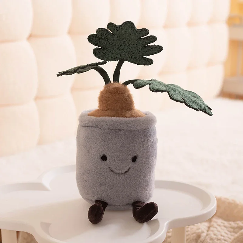 Vaso de plantas monstera brinquedos de pelúcia kawaii plantas tulipa bonecas de pelúcia dos desenhos animados decoração para casa brinquedo presente aniversário para crianças amigos