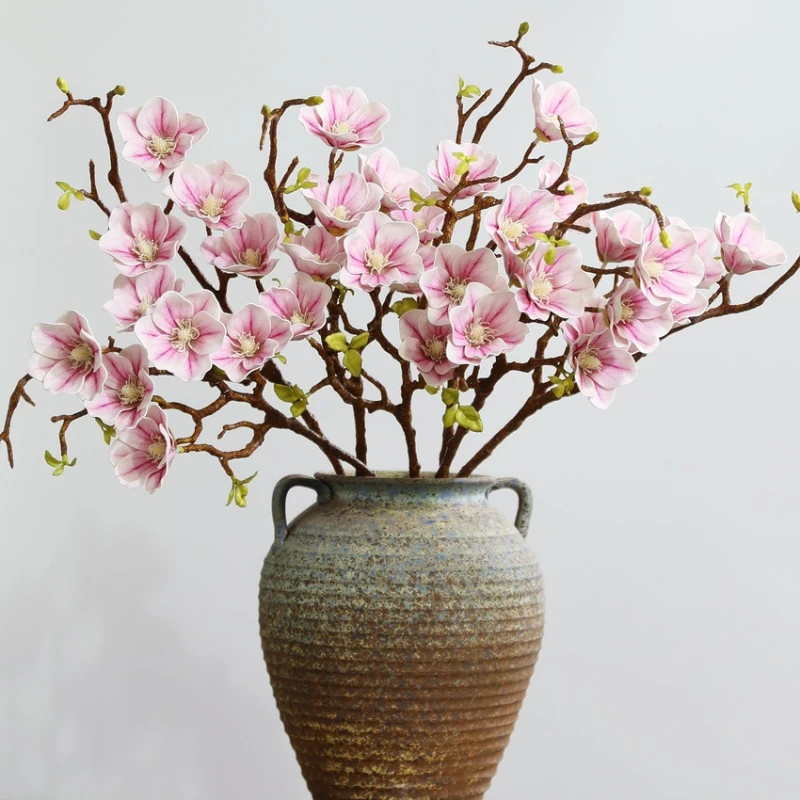 Wedding Pink Fragrant Snow Magnolia Simulated Flowers Festival Party Decor True Touch Artificial Magnolias Branch Fake Flower