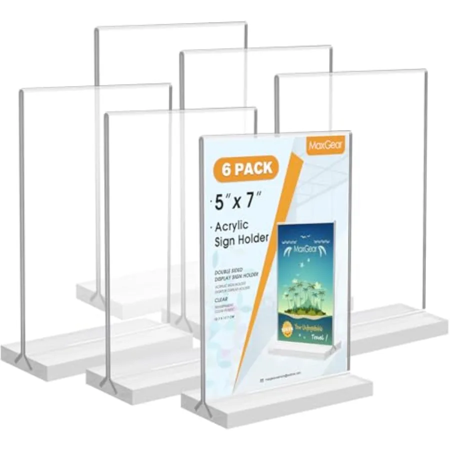 

Держатель для акриловых табличек 5x7, 6 штук, двусторонняя подставка для демонстрации, прозрачный держатель для бумаги, рамка для фотографий, пластиковая подставка для меню, фоторамка для S-форматов
