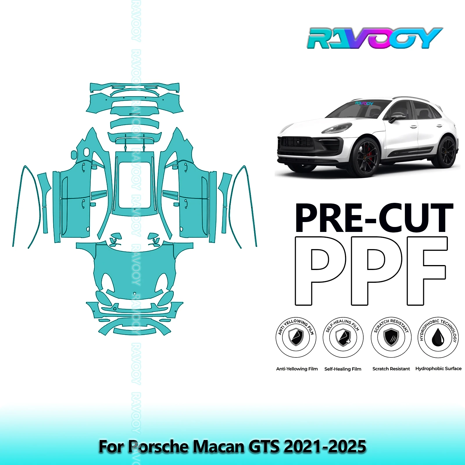 

8.5Mil Precut PPF Paint Protection Film Full Vehicle Clear Bra For Porsche Macan GTS 2021-2025