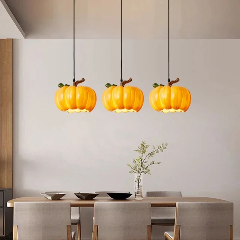 LED Pumpkin Retro Chandelier Bar Bedroom Restaurant Light Simple Creative Chandelier Holiday Decoration Halloween Pendant Light