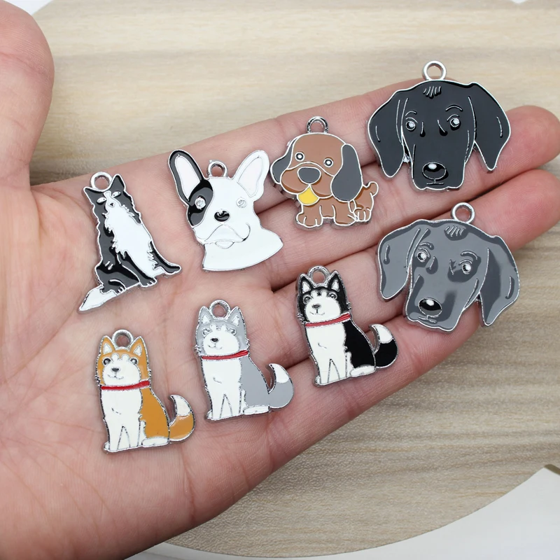 10pcs Weimaraner Enamel Dog Tags Pendant Hang Charms Dangle DIY Key Chain Pet Collar Handbag Bag Jewelry For Women Kids Gift