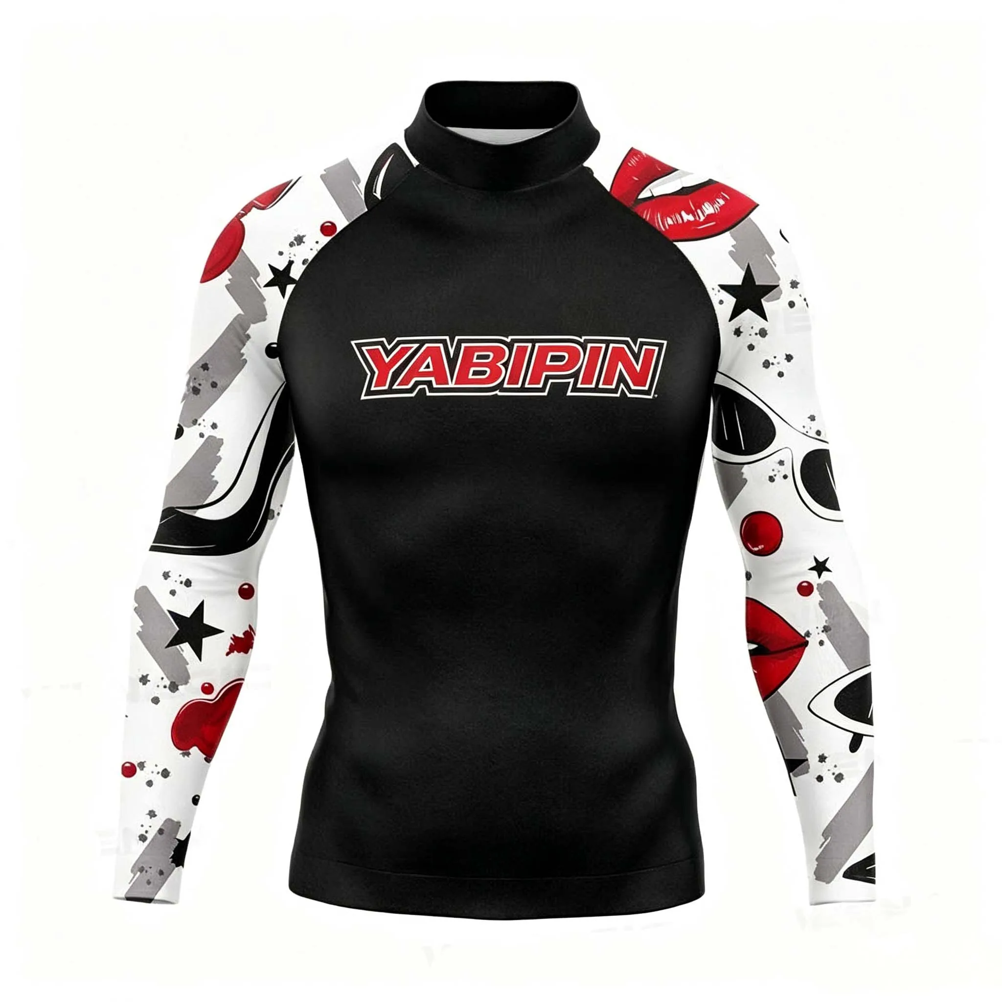 

Men's Mock Neck Long Sleeve Rashguard Swim Shirt Quick Dry Water Shirt for Surfing Outdoor Sports