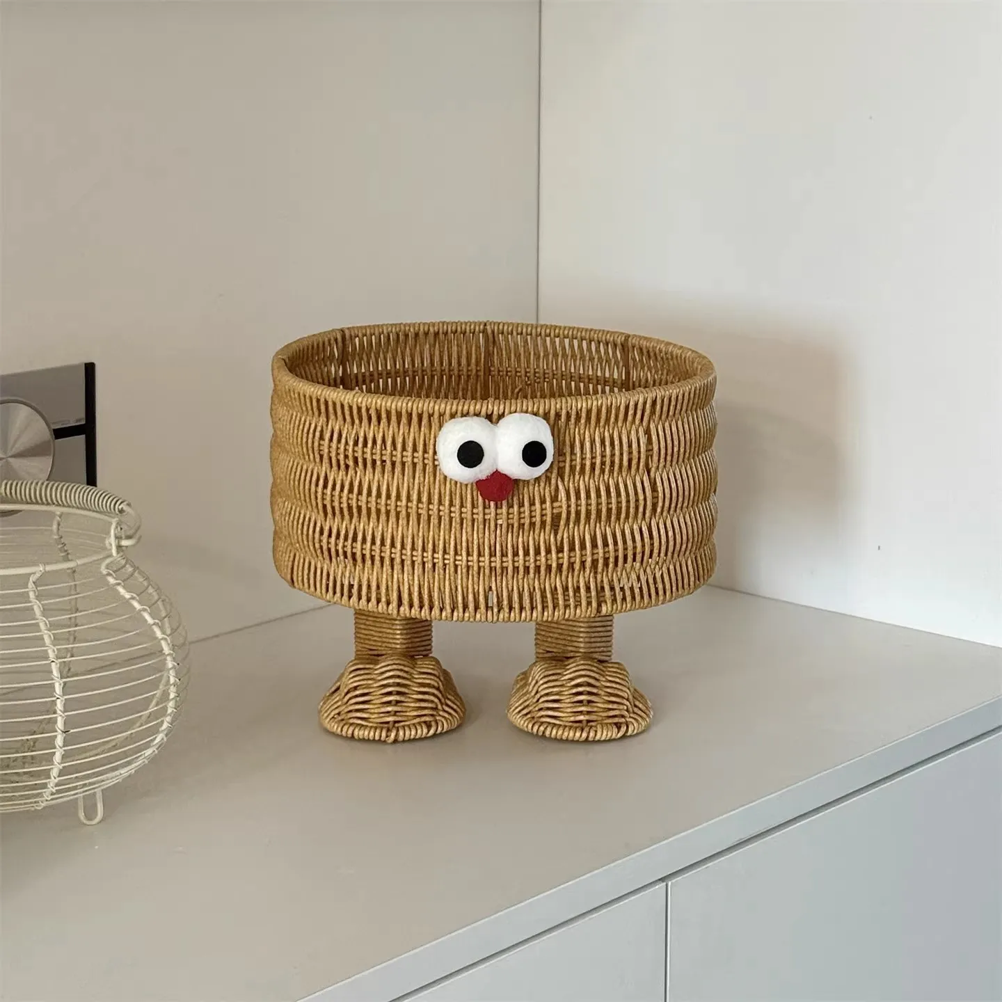 MOMO Cute Rattan Storage Basket Desktop Snack Bread Miscellaneous Storage Basket Fruit Plate 6