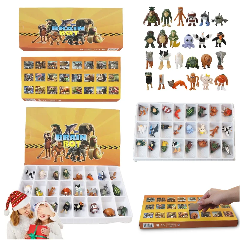 

24Pcs Italian Brainrot TungTung Sahur Figure Doll Tralalero Tralala Shimpanzini Bananini Model Toy Chrismas Advent Calendar Gift