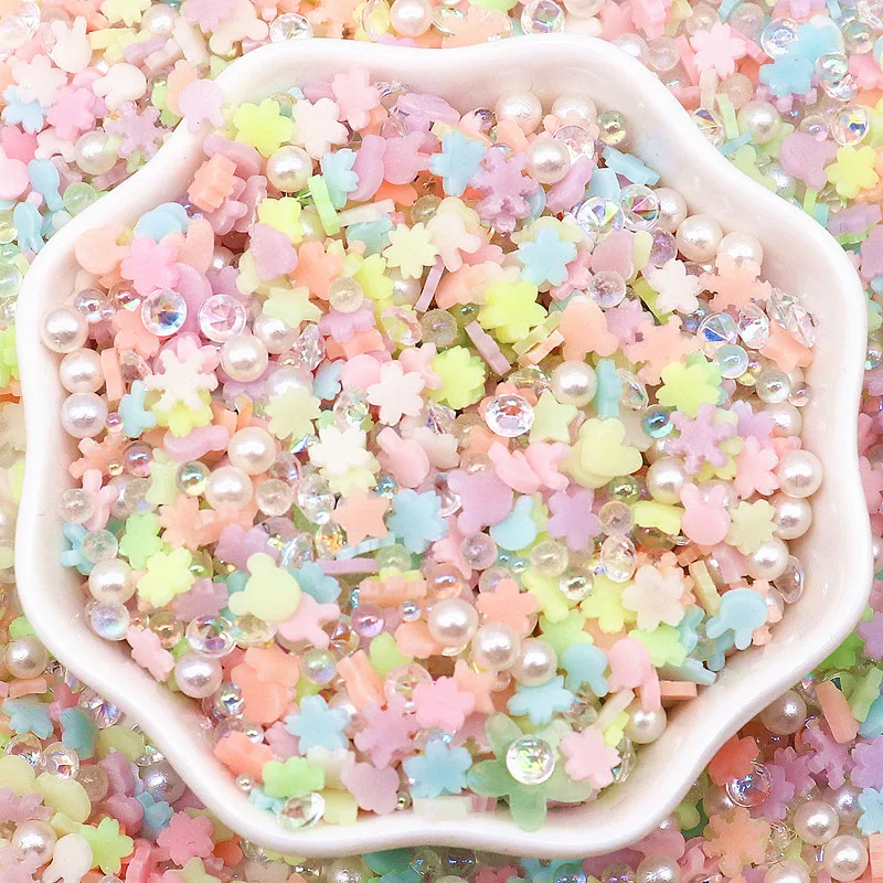 Mixed Star Snowflake Luminous Polymer Clay Beads Diamonds Sprinkles for Slime Crystal Mud Filling DIY Nail Art Craft Decoration