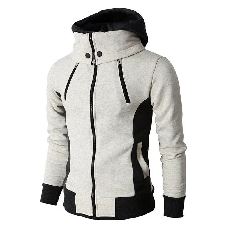 Customizable Zipper Men Autumn Winter Casual Fleece Coats Jacket Scarf Collar Fashion Hooded Outwear Slim Fit Hoody Suit Jackets