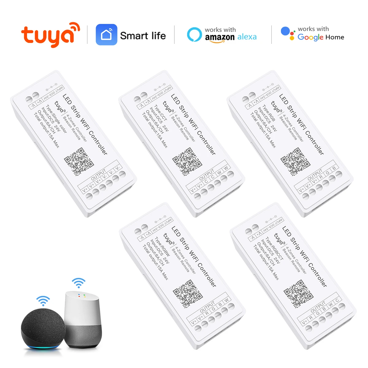 

5V-24V Tuya Smart Life LED Light Controller CCT Dimmer RGBW/RGBCCT/RGB Controller WiFi LED Strip Light Switch App Control