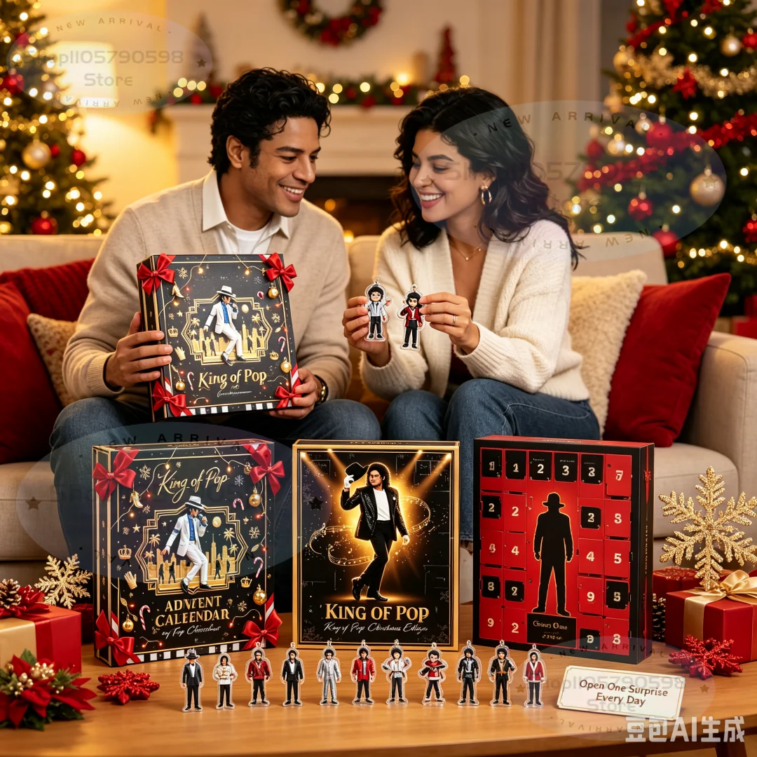 2026 Michael Jackson Weihnachts-Adventskalender, 24 Stück Acryl-Hängeornamente, Weihnachtsbaum-Deko-Geschenk für Popmusik-Fans