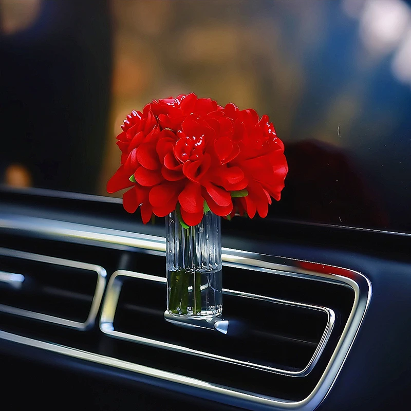 Romantic Artificial Flower Car Interior Decoration Ornament Cute Auto Center Console Decoration Gadgets Car Interior Accessories