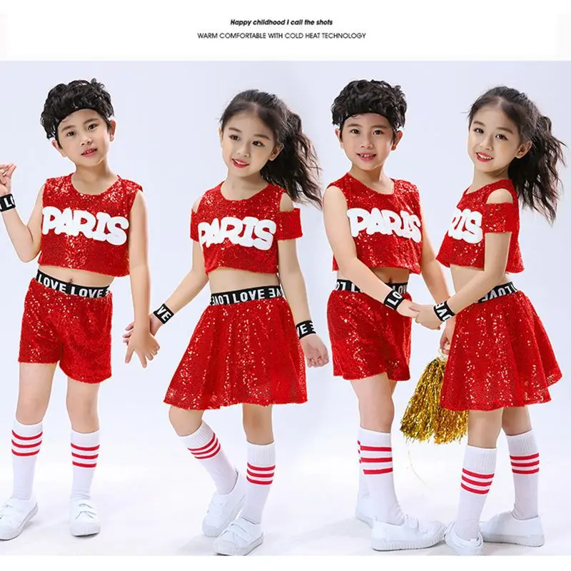 Children's Jazz Dance Costume Sequins Girls Street Dance Lala Exercise Costume Girls Cheerleading Dance Costume