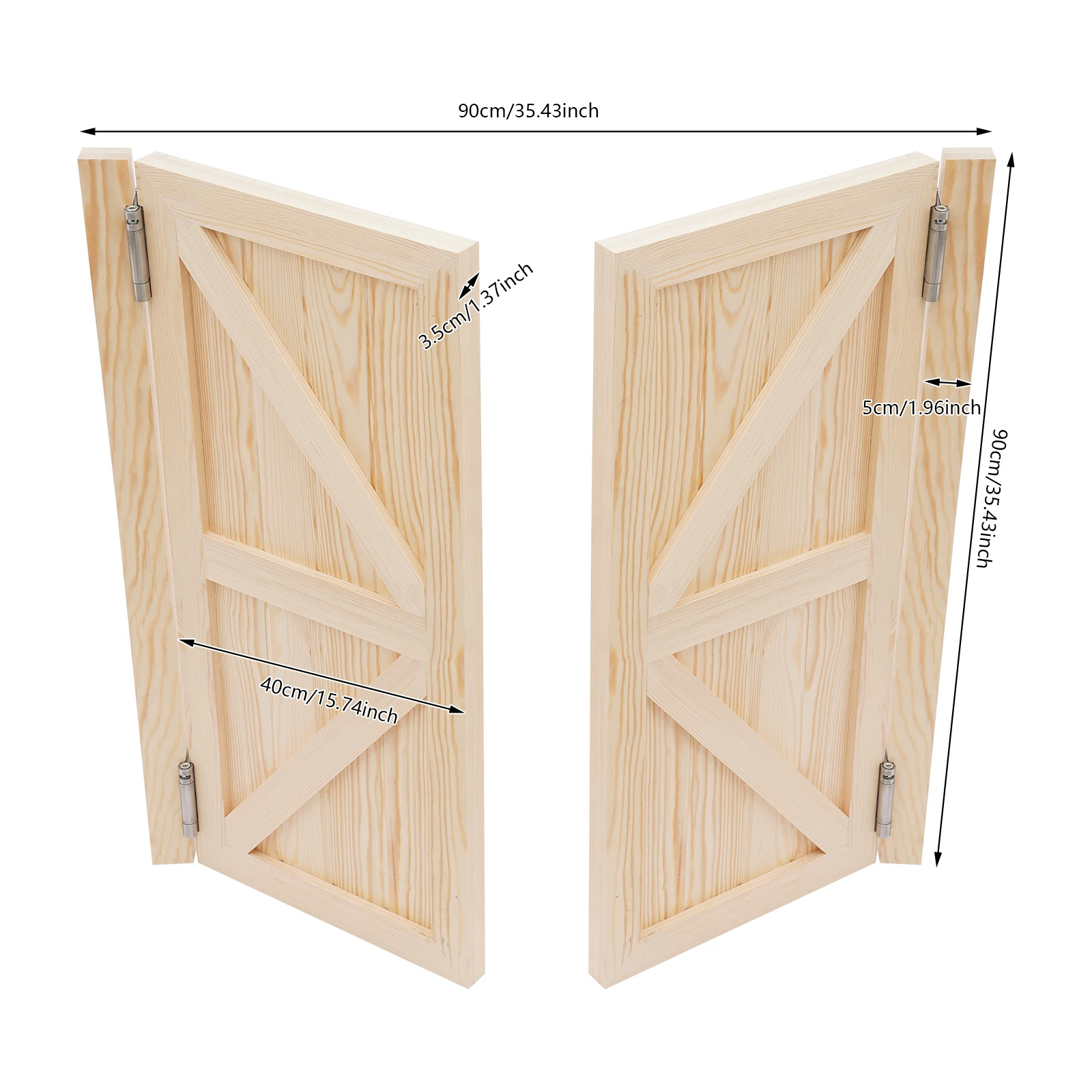 Log Color Double-Door Leaf Wood Partition Doors for Entrance Partition  Door-mounted