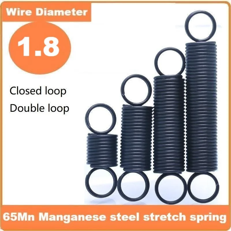 Resorte elástico de acero al manganeso de 65Mn, bucle cerrado, doble bucle, diámetro de alambre de 1,8 mm, diámetro exterior 14/16/18 mm, longitud 70/80/90/100/120 mm.mm.