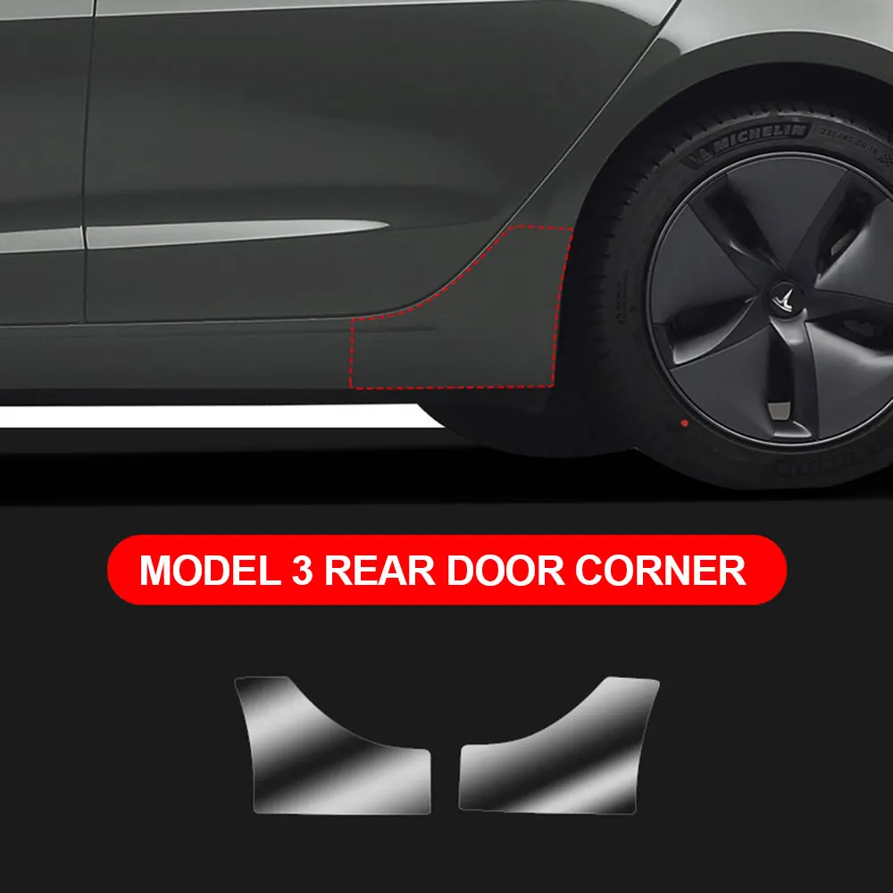 

For Tesla Model3/Y 2017-2023 Front Door Rear Door Extended Protective Film Invisible Car Clothing PPF Lamp Film Set Decoration