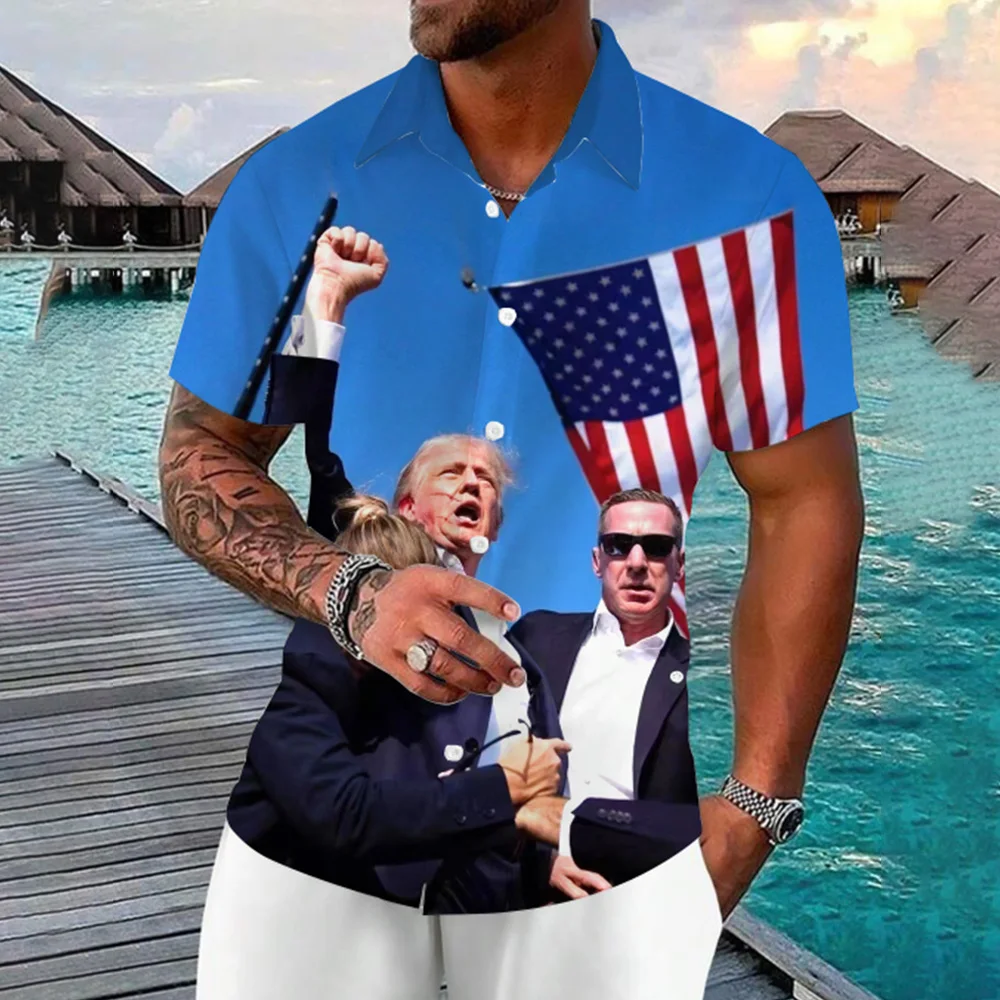 2024 American Flag President Donald Trump Koszulka z krótkim rękawem Fun Trump Supporter Top Tee God Supporter kostium