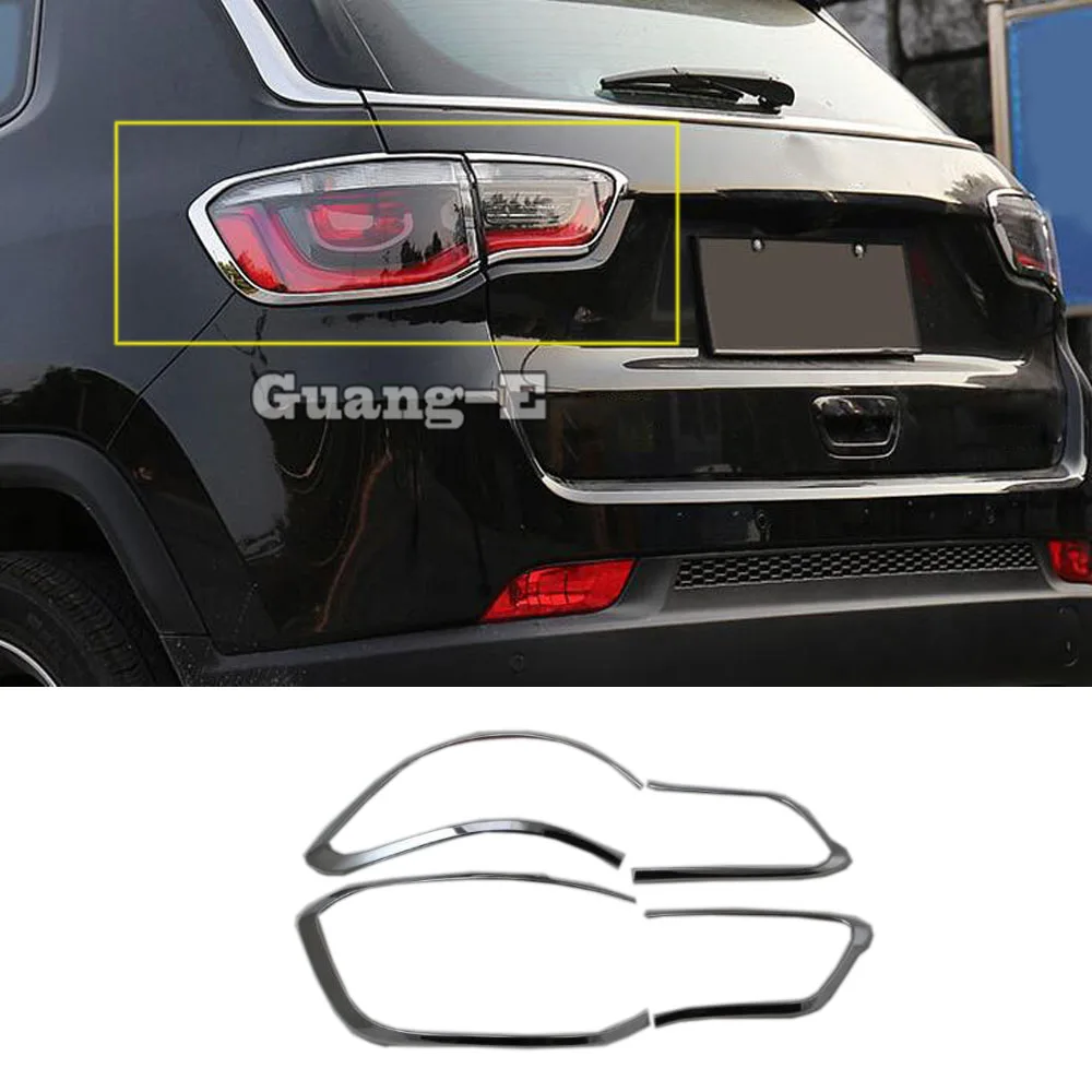

Высококачественная хромированная крышка из АБС-пластика для стайлинга автомобиля, задняя крышка заднего фонаря, рамка, часть 4 шт. для Jeep Compass 2017 2018 2019 2020 2021