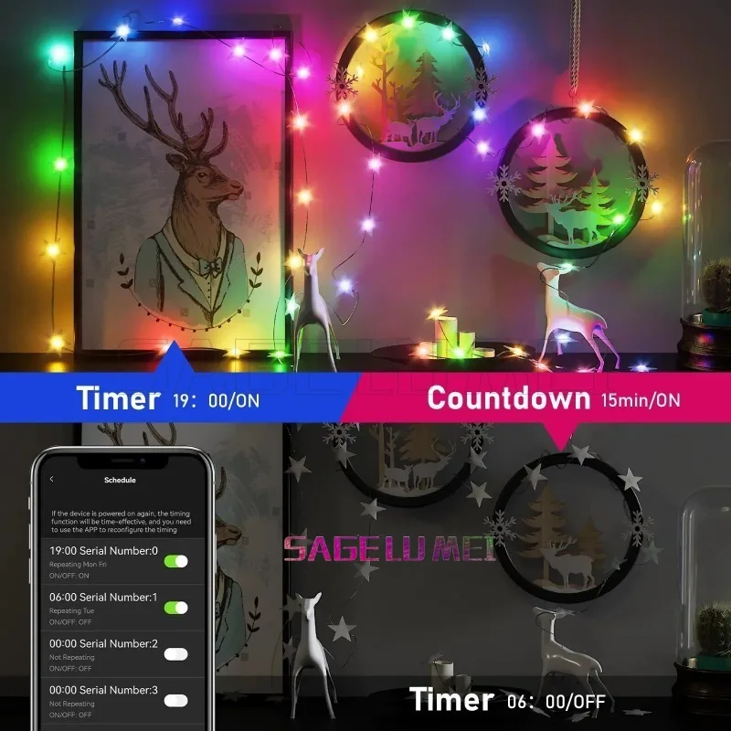 DIY Star Fairy Lights 5V Smart App Remote Control Music Sync Twinkle Lights for Garden Party Wedding Indoor Outdoor Decor String