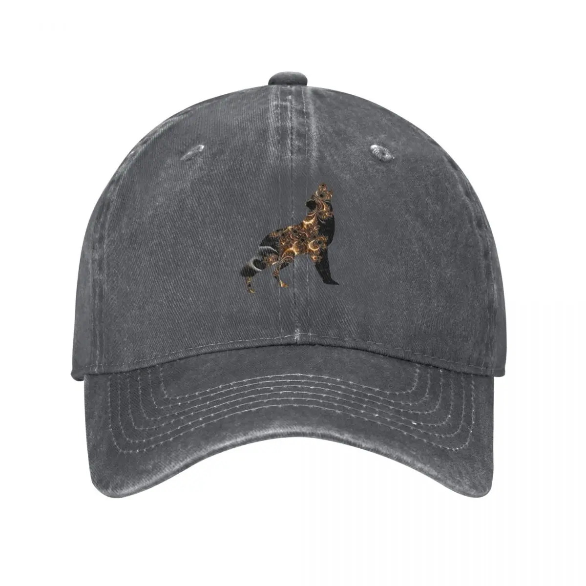 Gold and Black Fractal Wolf Baseball Cap Thermal Visor New Hat Wild Ball Hat Girl'S Hats Men's