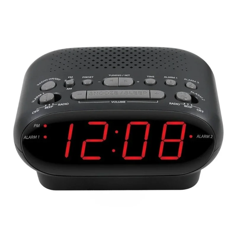 

Tool Digital AM/FM Alarm Clock Radio, Black with Red LED Display