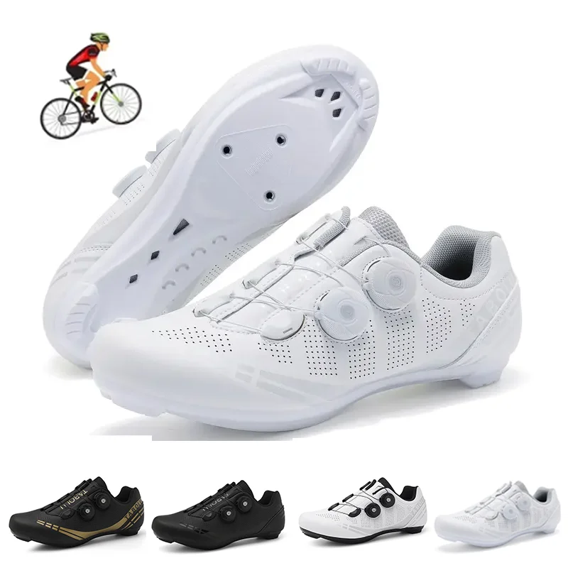 

New Men Cycling Sports Shoes Outdoor Road Shoes PU Leather Breathable Lightweight SPD Lock Shoes Women Racing Pedal Bicycle Shoe
