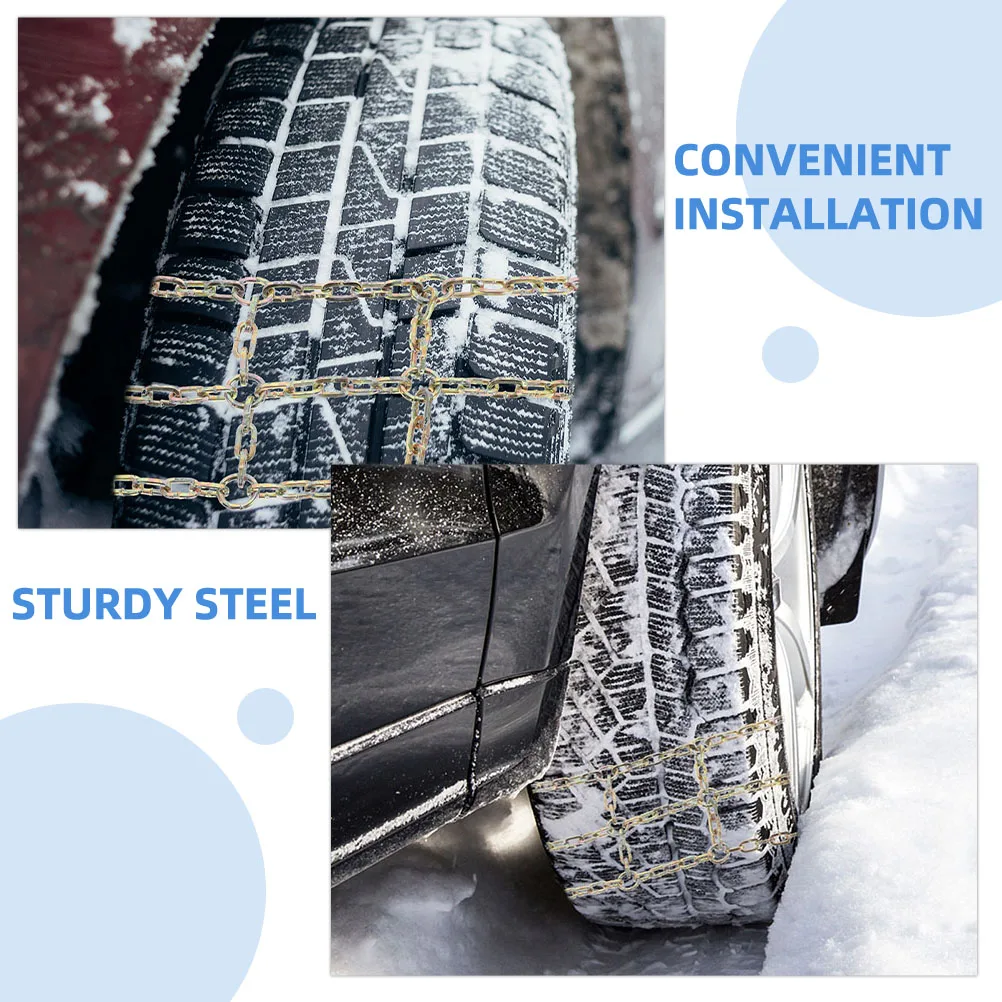 

2pcs Universal Anti-Slip Snow Winter Driving Safety Heavy-Duty Steel Tire Chains For Cars Trucks Automotive Vehicles Easy