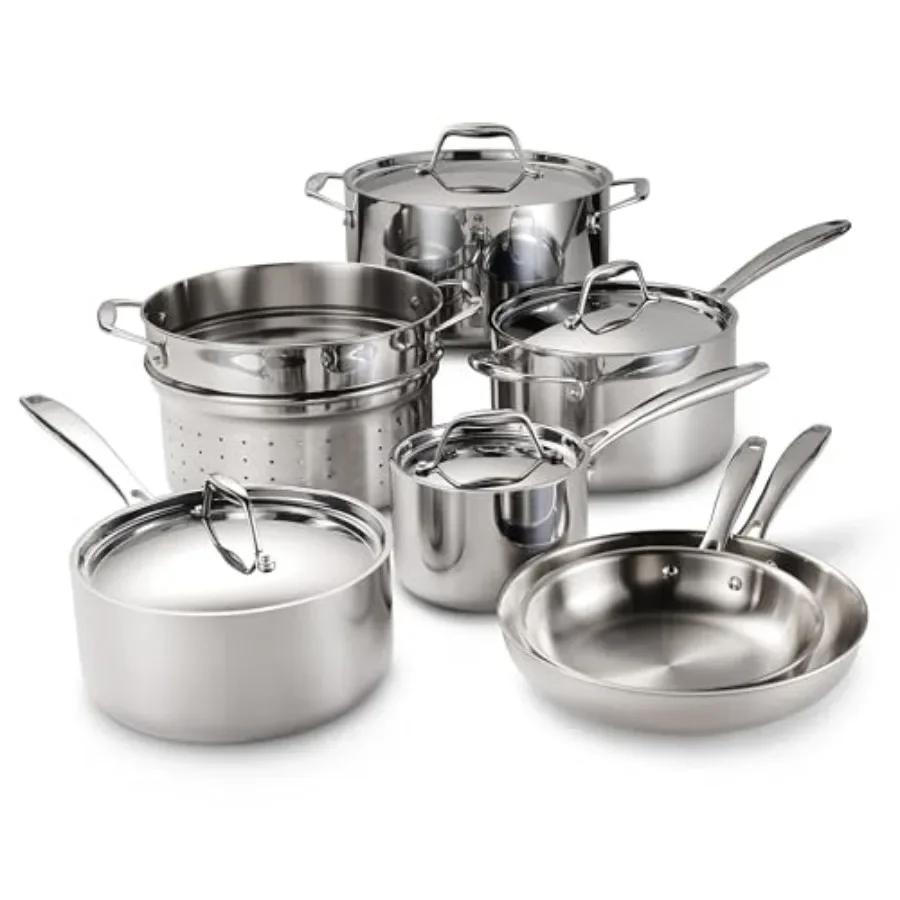 

Signature TriPly Clad Stainless Steel 11Piece Cookware Set with Lids Pots and Pans Kitchen Set for Induction Cooking InductionR