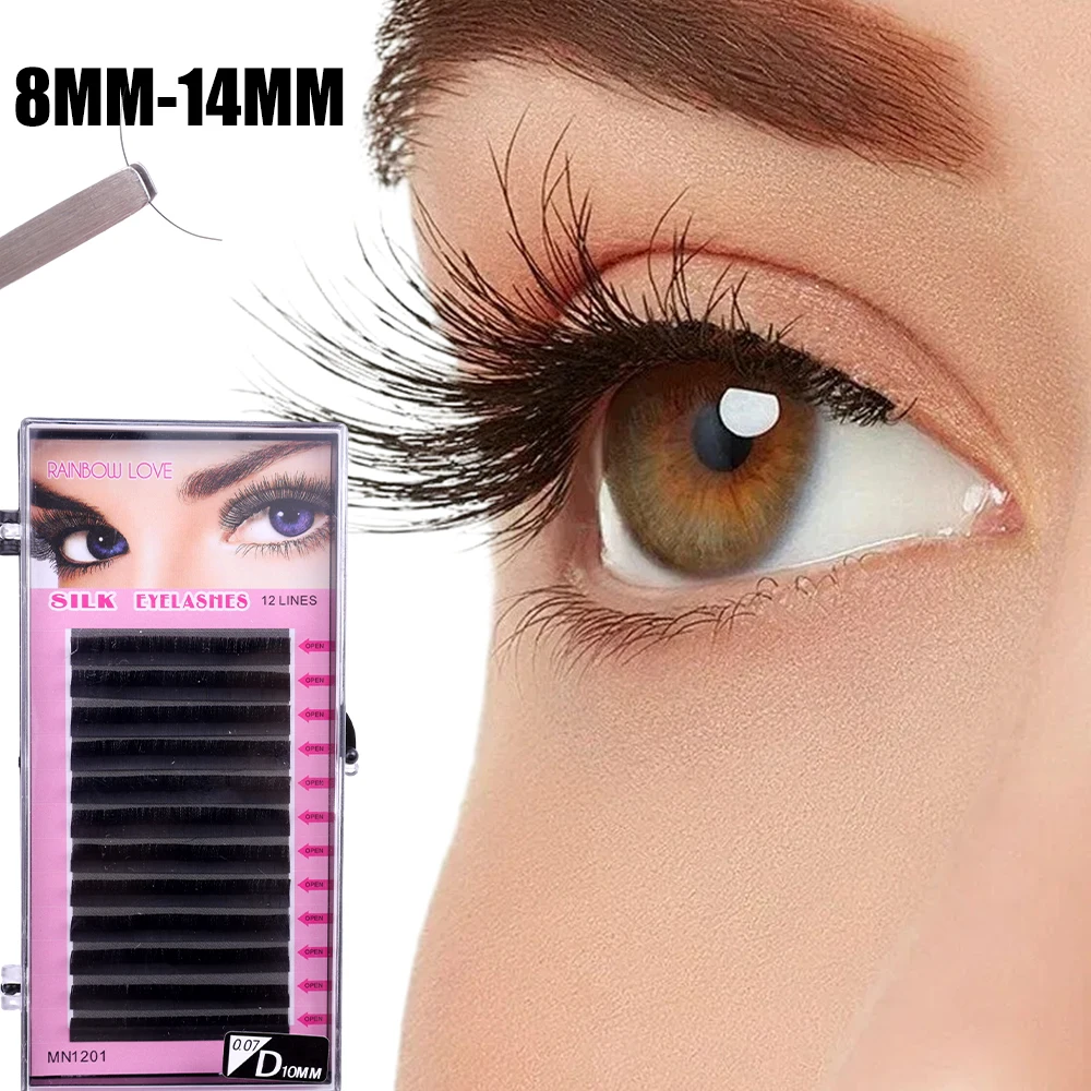 Individual Curly Grafted Lashes 3D/4D/5D/6D Faux Mink Eyelash Extension 8/9/10/11/12/13/14mm C/D Curl Natural Grafting Eyelashes