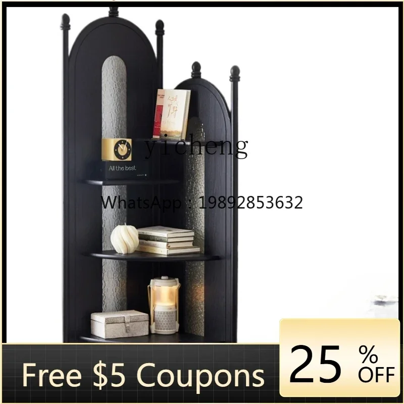 

A1 solid wood corner cabinet bookcase medieval corner rack integrated wall corner cabinet