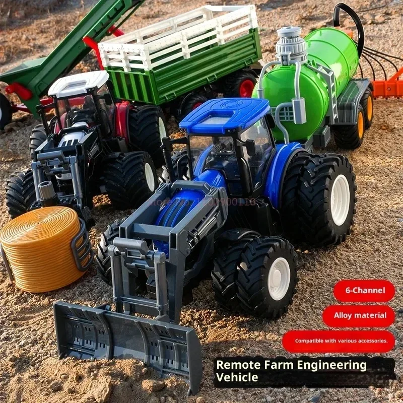 

1:24 Scale Remote-Controlled Tractor Toy Alloy Electric Farm Truck with RC Car Set for Kids Birthday Christmas Gifts
