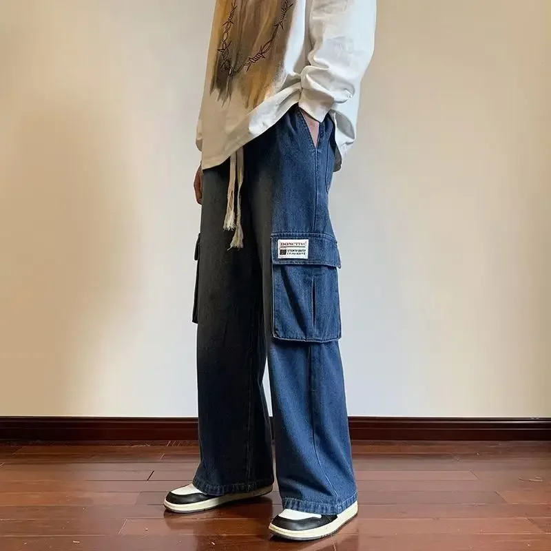 

Loose Man Cowboy Pants Baggy Wide Leg 2025 Fashion Y2k Vintage Xs Grunge Korean Style Goth Stacked Clothes 2000s Jeans for Men