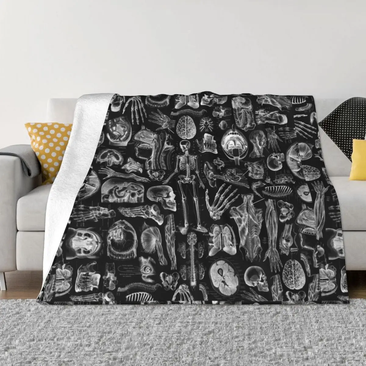 

Human Anatomy Black Print Throw Blanket sofa bed Beach Blanket Furry Blanket