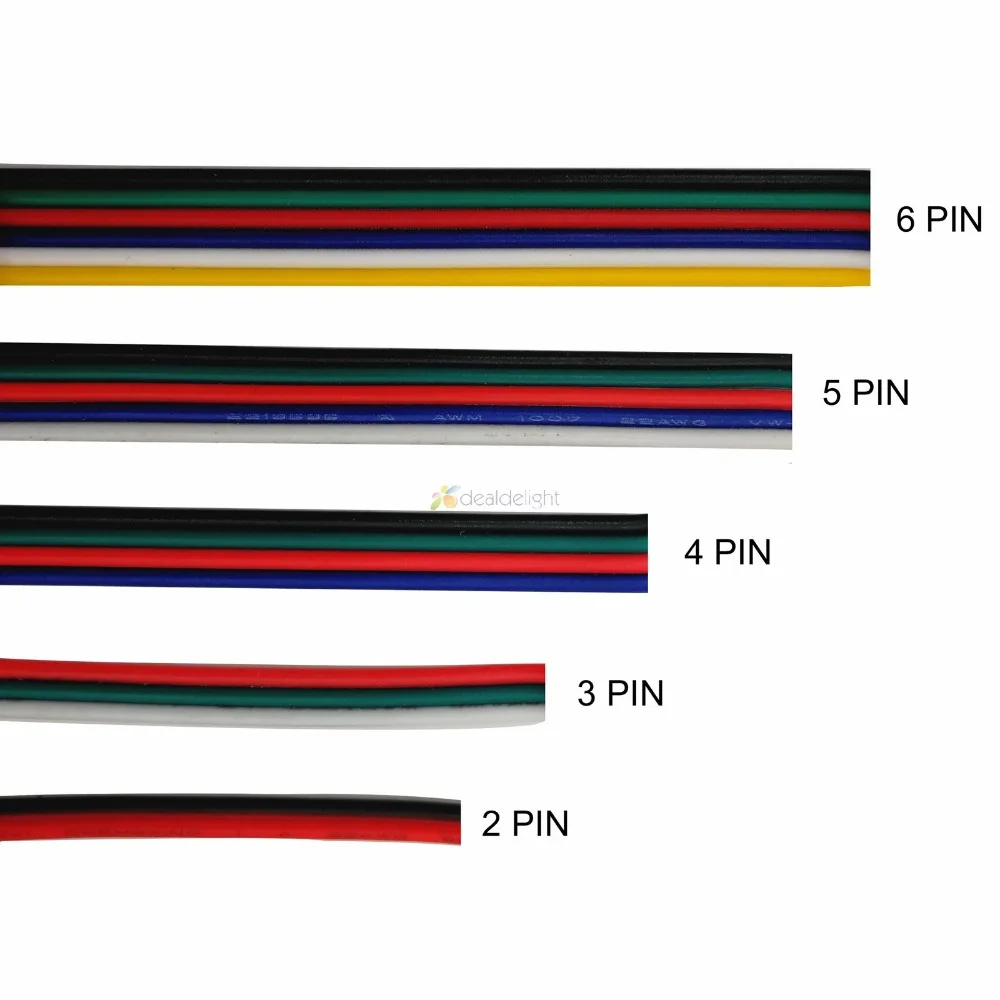 2Pin 3pin 4Pin 5Pin 6pin Extension Cable Electric Wire Cord Connector 22AWG 5m/10m/20m/50m for RGB RGB+CCT RGBW  LED Strip