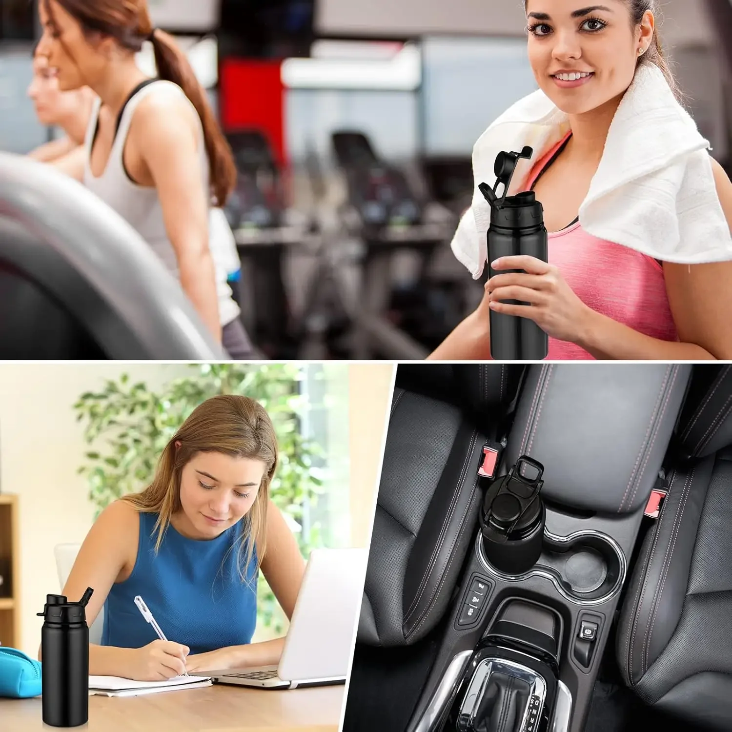 زجاجة مياه رياضية من الألومنيوم سعة 20 أونصة، مقاومة للتسرب، خفيفة الوزن، تصميم خالٍ من مادة BPA لركوب الدراجات والمشي لمسافات طويلة والجري والاستخدام في صالة الألعاب الرياضية في الهواء الطلق