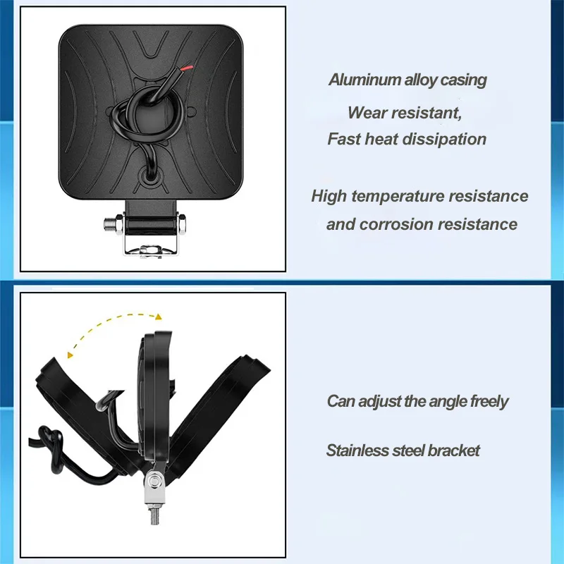 車用ミニLEDスクエアワークライト38ランプ114W/12V 24V ジープトラックオフロードフォークリフト用ABSスポット/フラッドヘッドランプLEDヘッドライト