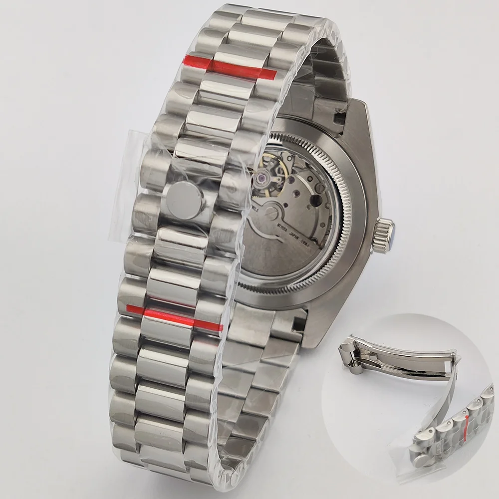 Zegarki męskie 36/39mm MIYOTA8285 automatyczne mechaniczne srebrne zegarki ze stali nierdzewnej szafirowe szkło wodoszczelne zegarek męski