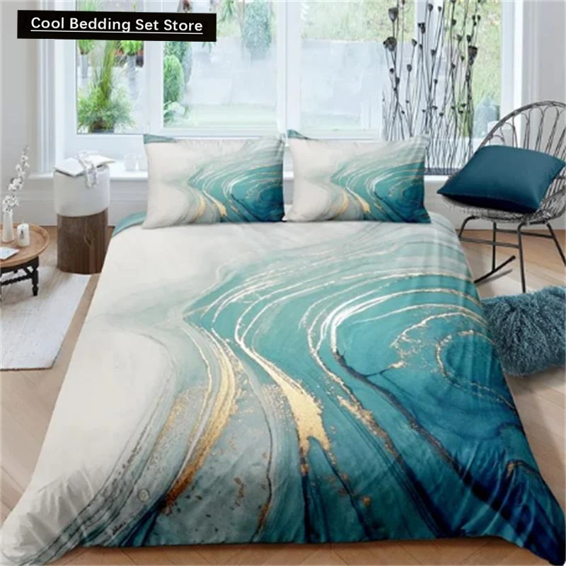 

Golden Marble Pink Bedding Set 3d Duvet Cover Sets Comforter Bed Linen Twin Queen King Single Size Room Decor Kids Adult Modern