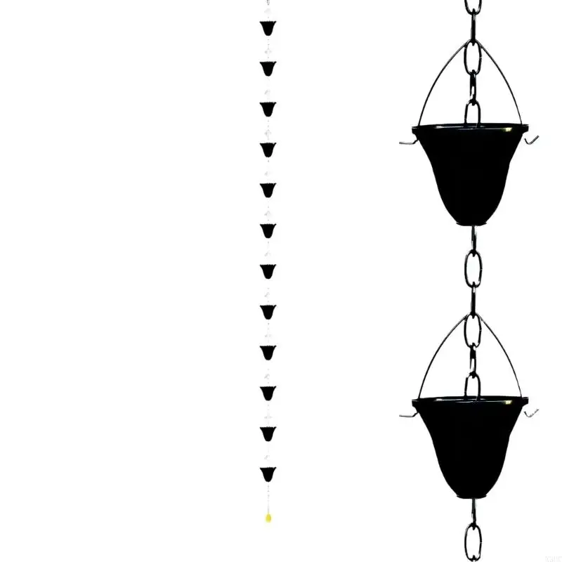 Attractive Metal Rain Chain With Hanging Feature For Roof Gutter Alternative And Yard Decoration 121.5cm X3UC