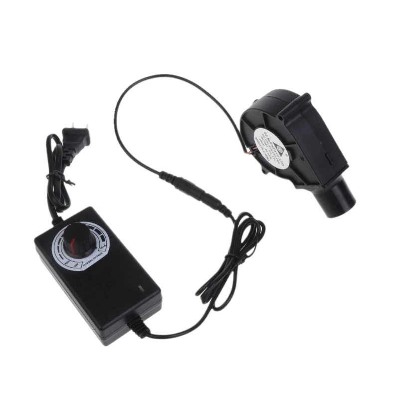 12V BBQ Fan Small Portable Blower with Air Collecting Port Power Supply Speed Controller Cooking Blower US Plug