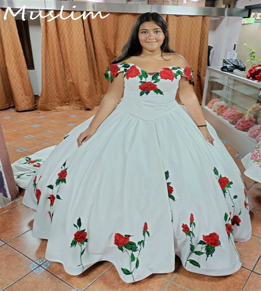 White Mexican Quinceanera Dresses Culture Charro México Colorful Flowers Vestidos De 15 Años Quinceañeras 2024 Plus Size Mariage