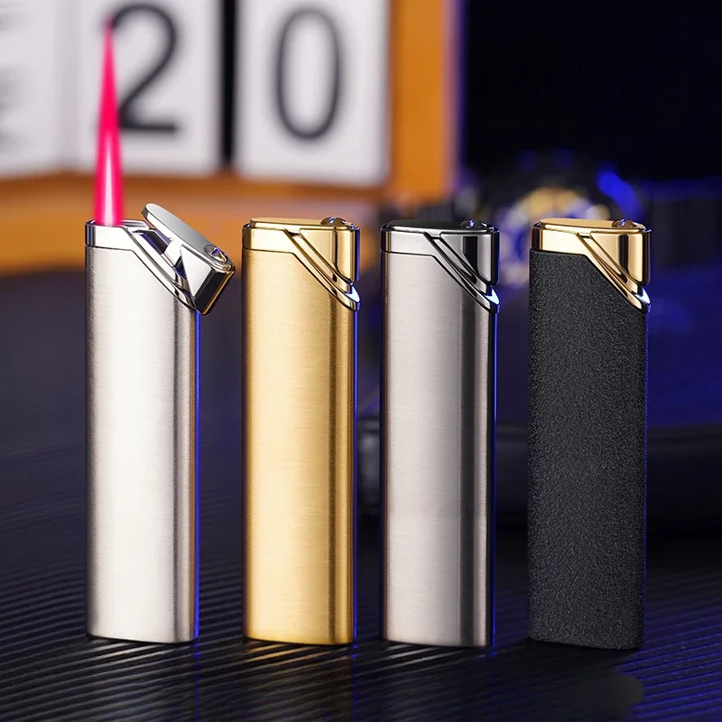 Metal Long Strip Inflatable Lighter Durable Refilled Windproof Lighter Gas Butane Smoking Accesoires Gadgets for Men Encendedor