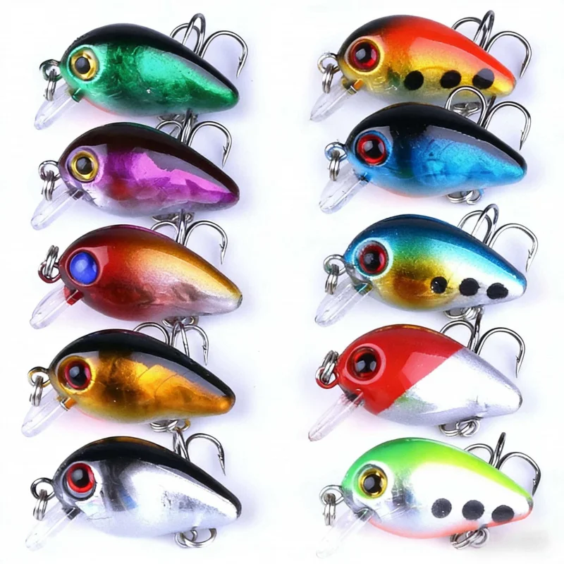 

Набор бионических мини-приманок для рыбалки, 1.5г, 3см, 10 шт. в коробке, жесткие микро-приманки для дальнего заброса, набор искусственных приманок