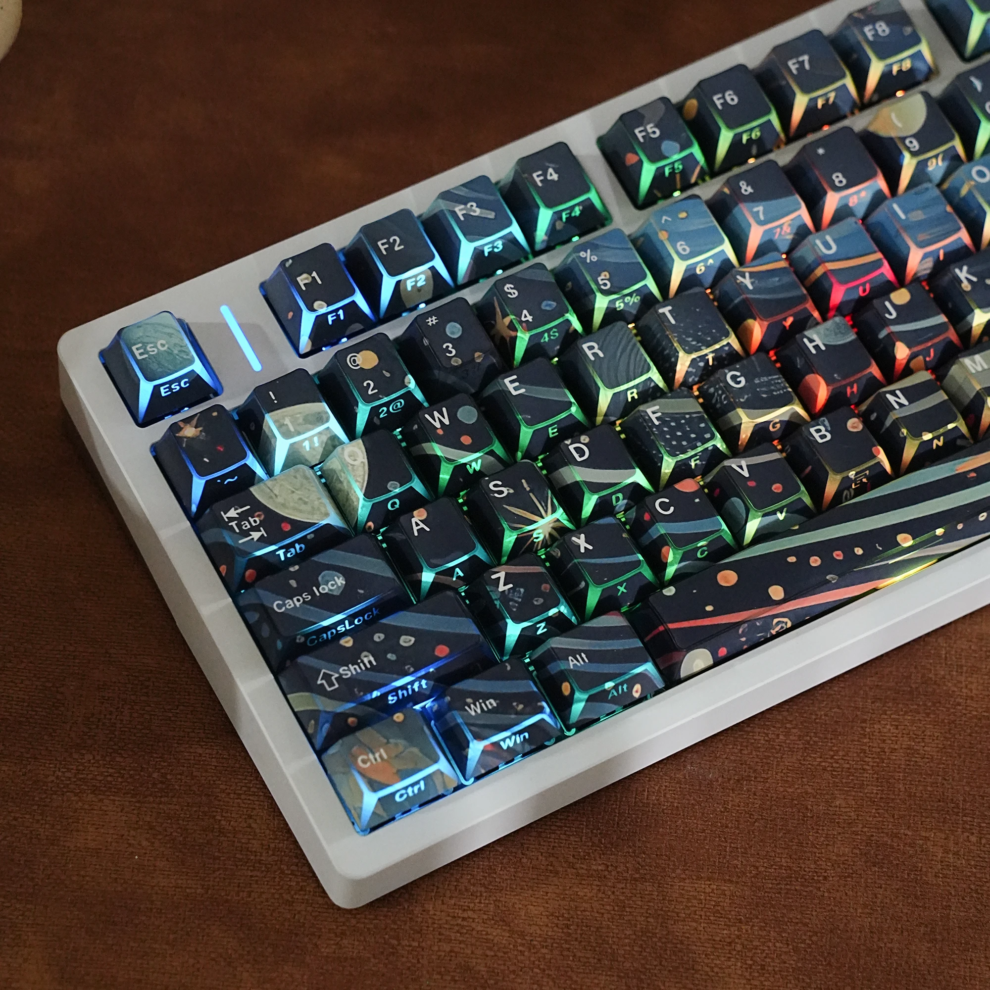 PBT Keycaps Dye-Sub Side-lighted LAS Profile 131 Keys Korean For Mechanical Keyboard Spanish Arabic French German Russian