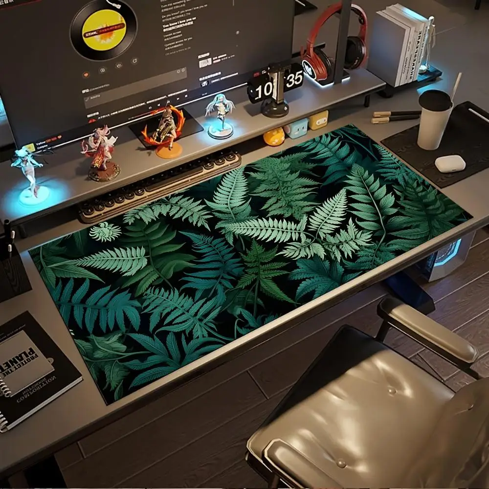 New Inspired Desk Mat Forest Gaming Mouse Pad Vintage Floral Green Leaves Aesthetic Large Gaming Mousepad Gamer Desk Mat Nature