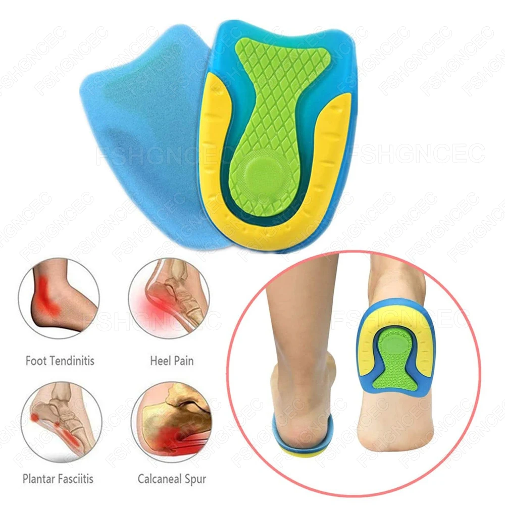 أكواب كعب من السيليكون لالتهاب وتر العرقوب إدراج حذاء جل لتهاب الكعب التهاب اللفافة الأخمصية لتخفيف الآلام وسادة نعل نصف كعب