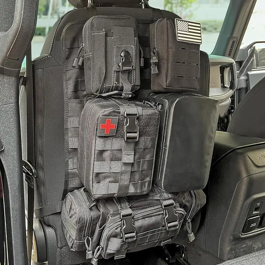 

Tactical Seat Back Organizer Universal Car Seat Back Cover with 5 Mole Bags in Different Sizes Universal Fits All Vehicles