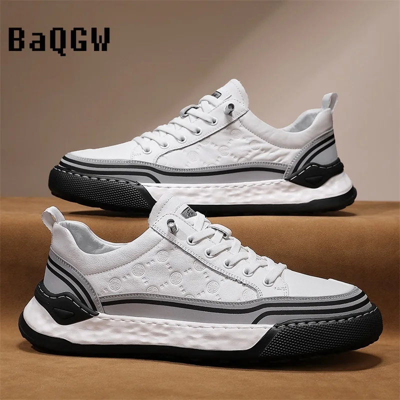 

Кроссовки мужские из натуральной кожи, брендовые дизайнерские, Повседневная Мягкая Уличная обувь на плоской подошве, удобные кеды