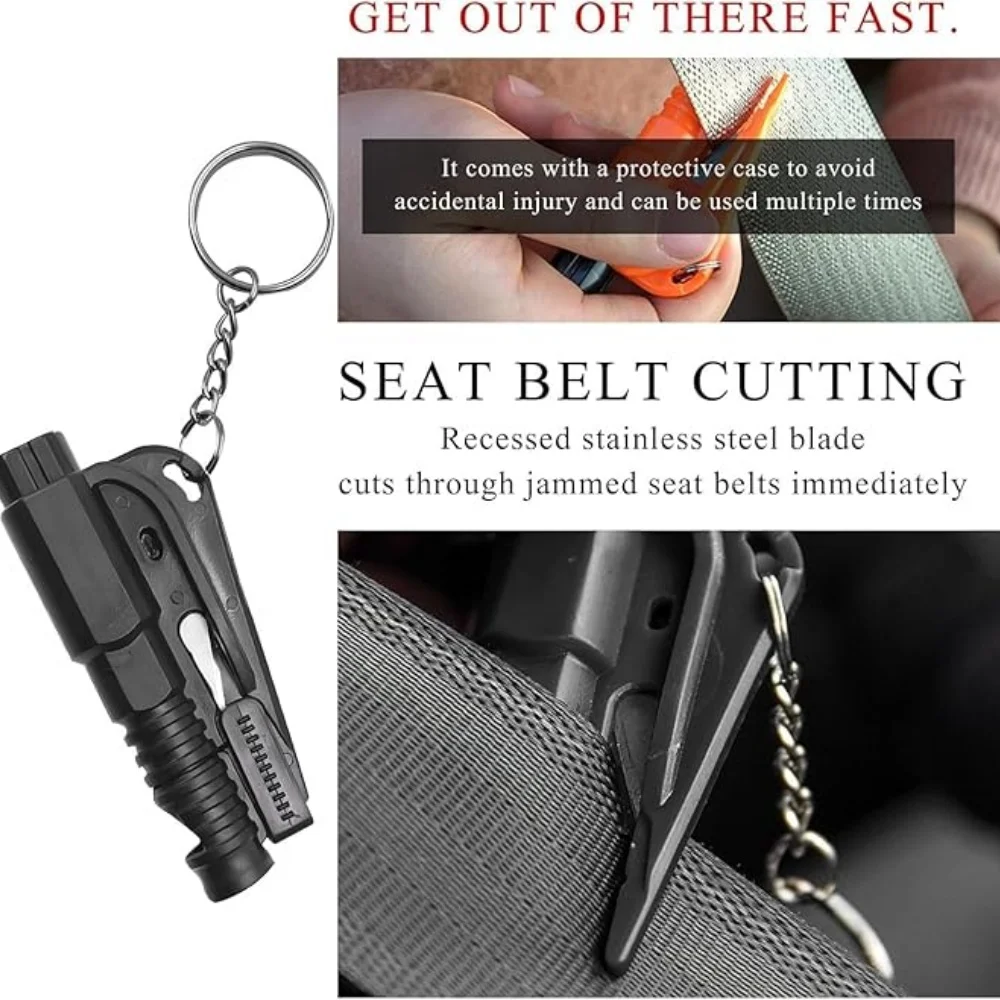 Car Window Breaker Key Chains, Portable 3 in 1 Glass Breaker/Seat Belt Cutter/Survival Whistle, Safety Emergency Escape Tools, Multifunctional Car Accessories for Fathers Day view 5